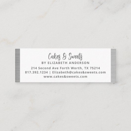 Simple Red Mixer Floral Cake Bakery Business Card Mini Visitekaartje (Achterkant)