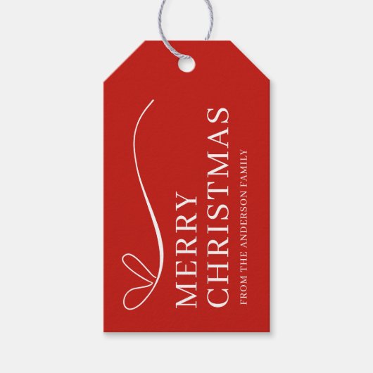 Simple red modern Merry Christmas  Cadeaulabel (Voorkant)