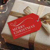 Simple red modern Merry Christmas  Cadeaulabel