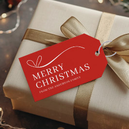 Simple red modern Merry Christmas  Cadeaulabel