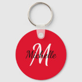 Simple Red Monogrammed Sleutelhanger (Voorkant)