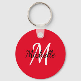 Simple Red Monogrammed Sleutelhanger