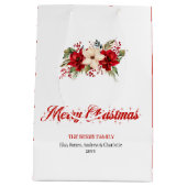 Simple Red Poinsettia Merry Christmas Gift Bags Medium Cadeauzakje (Achterkant)