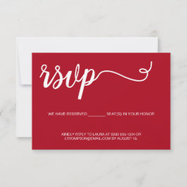 Simple Red RSVP bruiloft gereserveerde zitplaats