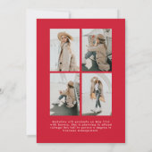 Simple Red Script 5 Photo Collage Afstuderen Aankondiging (Achterkant)