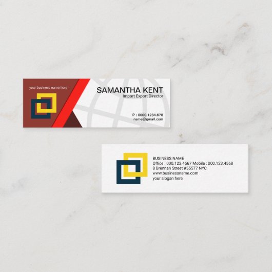 Simple Red Trapezium Line Global Import Export Mini Visitekaartje (Voorkant / Achterkant)