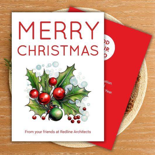 Simple Red & White Company Card Feestdagenkaart