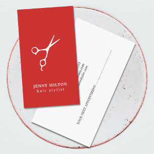 Simple Red White Hair Stylist Appoinment Card Afsprakenkaartje