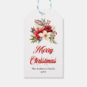 Simple Red White Poinsettia Custom Gift Tag Cadeaulabel (Achterkant)