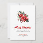 Simple Red White Poinsettia Custom Greeting Card Feestdagenkaart (Voorkant)