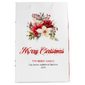 Simple Red White Poinsettia Holiday Gift Bag Medium Cadeauzakje (Voorkant)