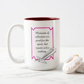 Simple Reflect but don’t Regret Inspirational Mug Tweekleurige Koffiemok