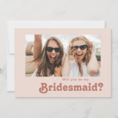 Simple Retro Blush Photo Bridesmaid-voorstel Kaart (Voorkant)