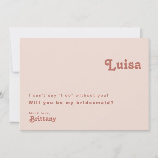 Simple Retro Blush Photo Bridesmaid-voorstel Kaart (Achterkant)