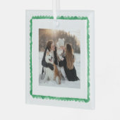 simple retro green frame photo square christmas glas ornament (Voorkant links)