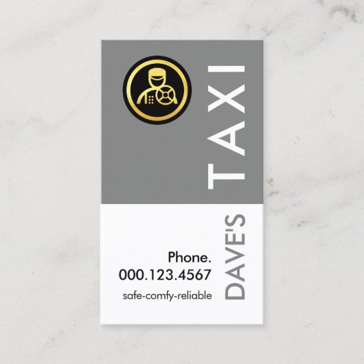 Simple Retro Grey Taxi Layer Visitekaartje (Voorkant)