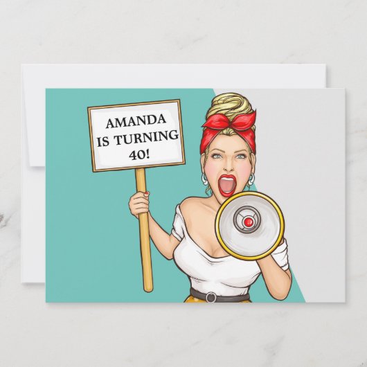 Simple Retro Loudluidspreker Lady 40th Birthday Kaart (Voorkant)