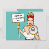 Simple Retro Loudluidspreker Lady 40th Birthday Kaart (Voorkant / Achterkant)