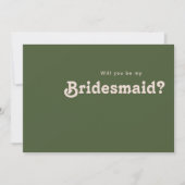 Simple Retro Olive Green Bridesmaid-voorstel Kaart (Voorkant)