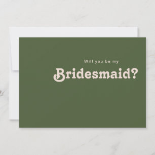 Simple Retro Olive Green Bridesmaid-voorstel Kaart