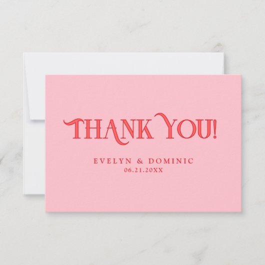 Simple Retro Pink and Red Modern Wedding Bedankkaart (Voorkant)