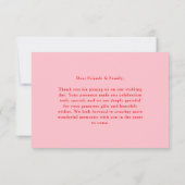 Simple Retro Pink and Red Modern Wedding Bedankkaart (Achterkant)
