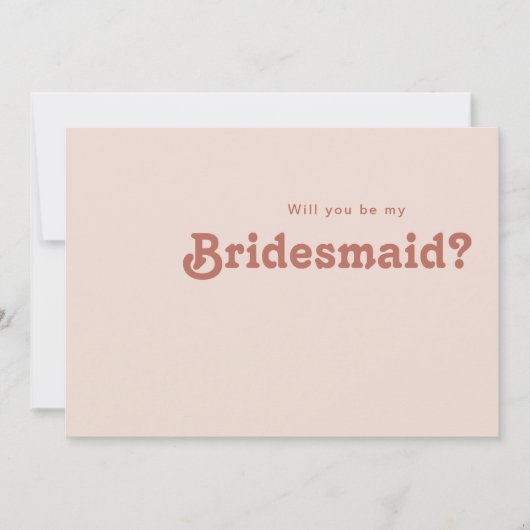 Simple Retro Vibes Blush Bridesmaid proposal Kaart (Voorkant)