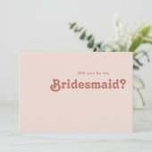 Simple Retro Vibes Blush Bridesmaid proposal Kaart (Staand voorkant)