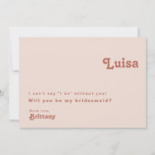 Simple Retro Vibes Blush Bridesmaid proposal Kaart (Achterkant)