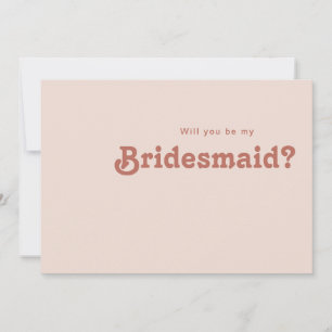 Simple Retro Vibes Blush Bridesmaid proposal Kaart