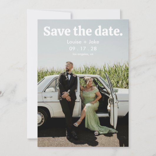 Simple RetroMinimalist Photo Wedding Save the Date Kaart (Voorkant)