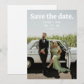 Simple RetroMinimalist Photo Wedding Save the Date Kaart (Voorkant / Achterkant)