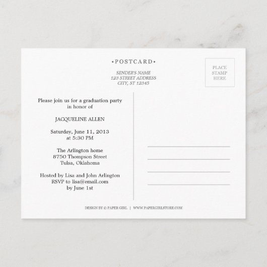 Simple Ribbon Afstuderen Briefkaart (Achterkant)