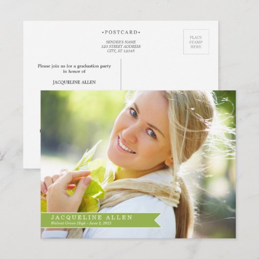 Simple Ribbon Afstuderen Briefkaart (Voorkant / Achterkant)