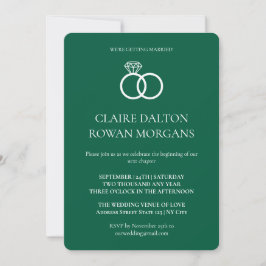 Simple Rings Green Wedding Invitation Kaart