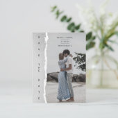 Simple Ripped Paper Effect Wedding Custom Photo Briefkaart (Staand voorkant)