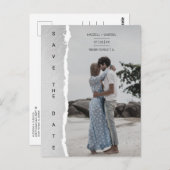 Simple Ripped Paper Effect Wedding Custom Photo Briefkaart (Voorkant / Achterkant)