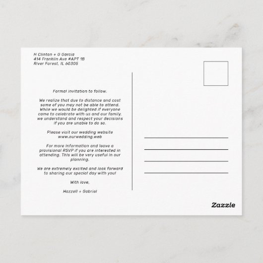 Simple Ripped Paper Effect Wedding Custom Photo Briefkaart (Achterkant)