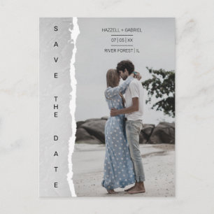 Simple Ripped Paper Effect Wedding Custom Photo Briefkaart