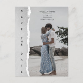 Simple Ripped Paper Effect Wedding Custom Photo Briefkaart