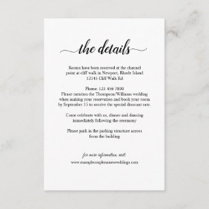 Simple Romance Calligraphy Wedding Details Card Informatiekaartje