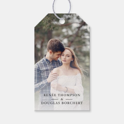 Simple romantic Custom Photo Save New Date Cadeaulabel (Voorkant)
