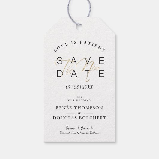 Simple romantic Custom Photo Save New Date Cadeaulabel (Achterkant)