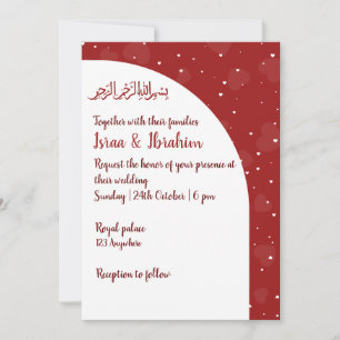 Simple Romantic Red Heart Wedding Invitation Kaart