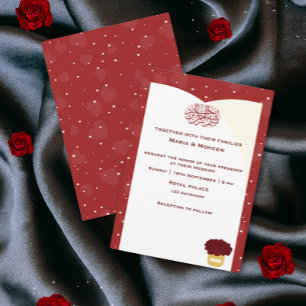 Simple Romantic Red Heart Wedding Invitation Kaart