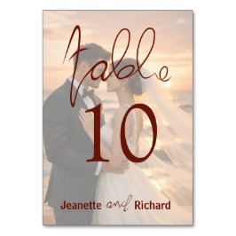 Simple Romantic Sunset Beach Wedding Table Number Kaart