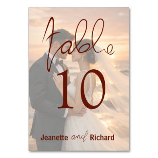 Simple Romantic Sunset Beach Wedding Table Number Kaart