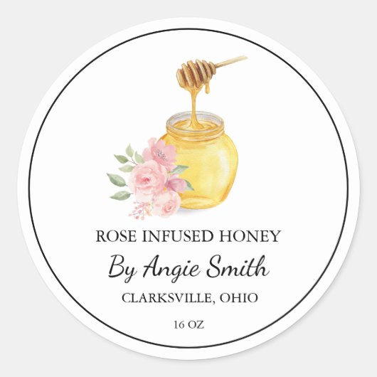 Simple Rose Infused Honey Label (Voorkant)