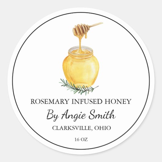 Simple Rosemary Infused Honey Label (Voorkant)