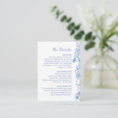 Simple Royal Blue Floral Garden Wedding Details Informatiekaartje (Staand voorkant)